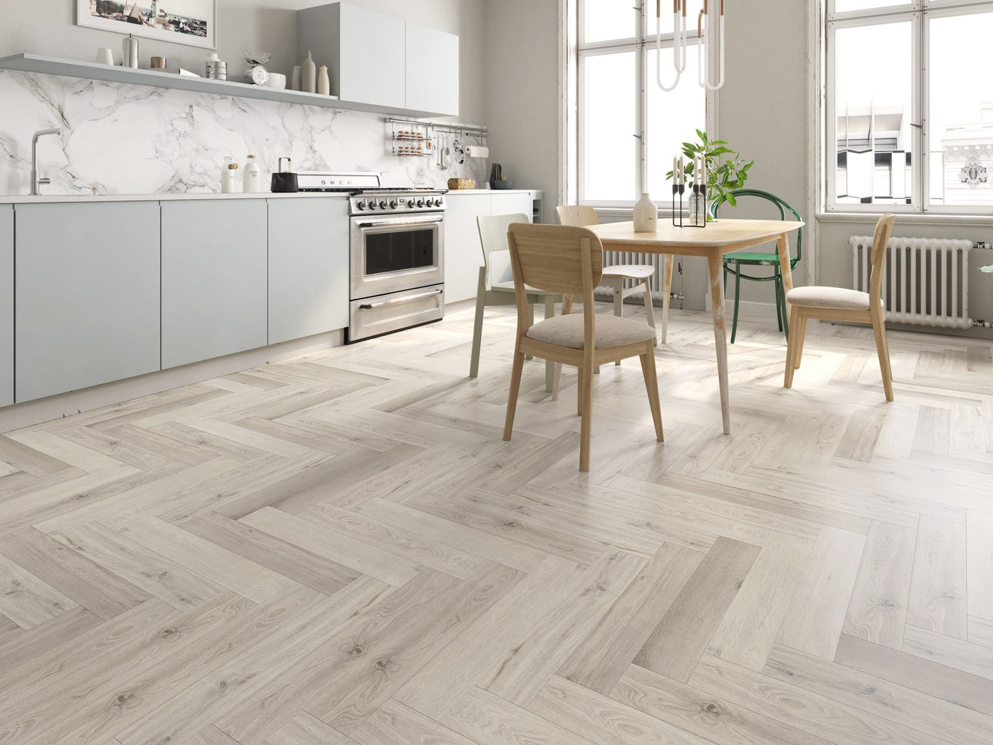 SPC Flooring Garrison Collection - SPC Summit Sky - SPC Alps (Herringbone)